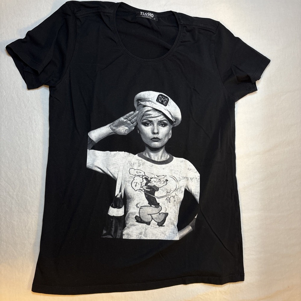 Debbie Harry Popeye Shirt‎ Womens Small White Graphic Blondie Pop Art Tee Punk